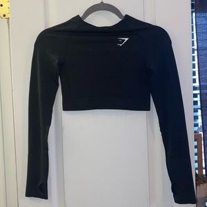 Gymshark Vital Seamless Long Sleeve Crop Top - Black Marl